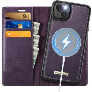 Wallet Case for iPhone 13 Compatible with Magsafe, 2-in-1 PU Leather Flip RFID Blocking Card Holder Stand Shockproof Magnetic Detachable Cover for iPhone 13 Case 6.1", Retro Purple