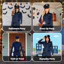 XXLOG Police Costume Adult Women Cop Costume Jumpsuit with Hat for Halloween Cosplay Dress Up Party (Blue, M)