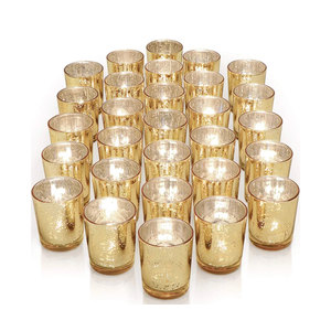 LETINE 18 pcs Amber Votive Candle Holders - Glass Tea Light Candle Holders for Fall Table Decor,Boho Wedding Centerpieces, Boho Decor, Ideal for Halloween & Thanksgiving Decorations Indoor