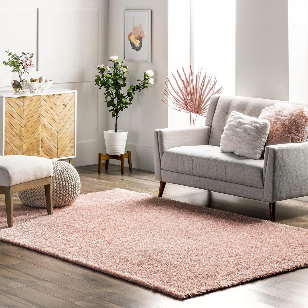 nuLOOM Marlow Machine Washable Soft Shaggy Faux Sheepskin Area Rug, 5x8, Pink