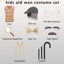Old Man Costume for Kids Boys 100 Days of School Costume Dress Up Grandpa Costume Outfits for Halloween 3-10 Years (Brown)