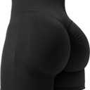 YEOREO Women High Waist Workout Yoga Gym Smile Contour Seamless Cycling Shorts (X-Small, Black Solid)