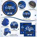 Funnymoom 400 Pcs Graduation Party Supplies Class of 2026 Graduation Paper Plate Napkin Cup Cutlery Congrats Grad Disposable Tableware Set for Grad Party Decorations, Serve 50 (Blue, White)