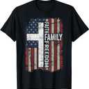 Faith Family Freedom - Patriotic Christian Vintage USA Flag T-Shirt, S