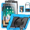 SEYMAC for iPad Pro 11 Inch Case M5 2025 / M4 2024, Heavy Duty Shockproof Protective Case with Screen Protector, 360 Rotating Stand, Hand/Shoulder Strap and Pen Holder, 
Light Blue