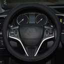 Microfiber Leather Steering Wheel Cover Anti-Slip Matte Finish Auto Car Wheel Cover Universal 15 Inch Wheel Cover for Car Embossing Pattern Black Line