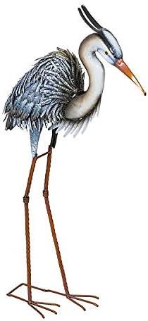 Cape Craftsmen Beautiful Springtime Brushed Metal Grey Heron Bird Handcrafted Statue - 24 x 43 x 8 Inches Fade and Weather Resistant Decoration for Homes, Apartments, Yards and Gardens