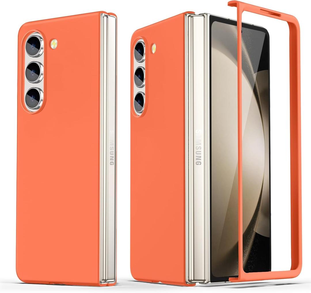 Compatible for Samsung Galaxy Z Fold 5 Case, Ultra-Thin Silky Hard PC Matte Bumper Cute Pretty Phone Case Cover for Samsung Galaxy Z Fold 5 5G, Orange(12-36)