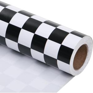 Titiweet Checkered Flag Wrapping Paper Roll- Mini Roll 17 Inches X 33 Feet - Race Car Wrapping Paper for Boys Girls, Cars Wrapping Paper for Birthday Christmas Holiday