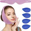 NEWGO Wisdom Teeth Ice Pack Head Wrap for Face Oral Surgery, Jaw Ice Pack for Face with 4 Hot Cold Gel Pack for TMJ, Tooth Extraction, Tonsillectomy Recovery - Purple