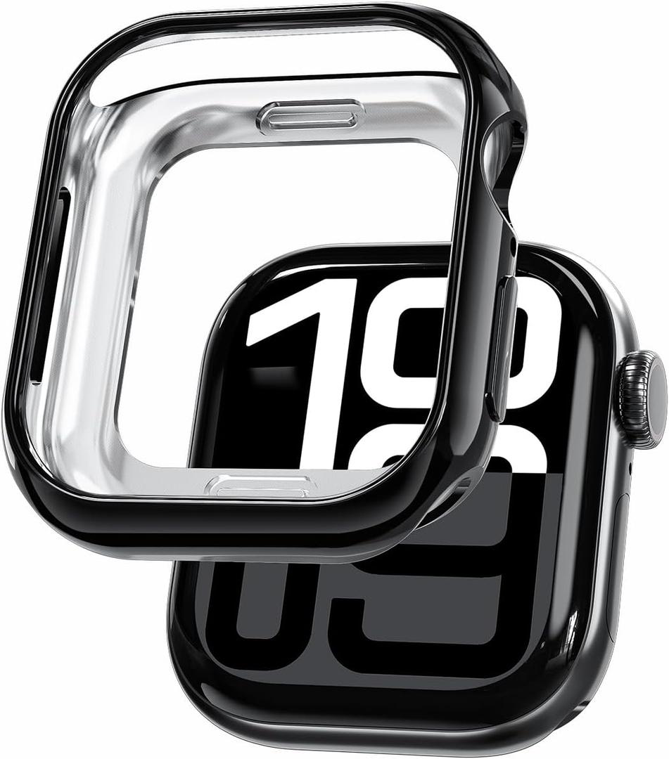 2 x TPU Protective Case for Apple Watch Series 10/11 46mm Case, Lightweight, Soft Skin-Friendly, for Daily & Sports Use [No Screen Protector] Black