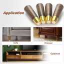 6 Inch Wooden Furniture Legs with Gold Cap Set of 4 Sofa Replacement Solid Wood Furniture Feet for Armchair Couch Cabinet Dresser Ottoman TV Stand Bed Legs (Dark Brown-6inch)