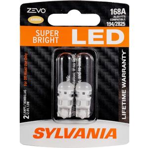 SYLVANIA ZEVO 168 T10 W5W Amber LED Bulb, (Contains 2 bulbs)
