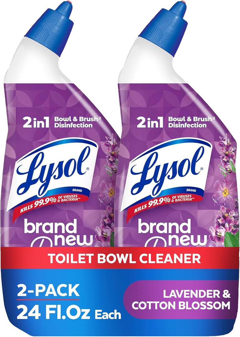 Lysol Toilet Bowl Cleaner Gel, For Cleaning and Disinfecting, Septic Safe Toilet Bowl Cleaner, Lavender & Cotton Blossom Scent, 24 oz, (Pack of 2)