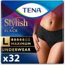 TENA Stylish Black Incontinence Underwear for Women, Maximum Absorbency, Large, 32 ct (2 Packs of 16) : Health & Household