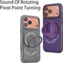 Case for iPhone 17 360 Rotating Stand, Upgraded PU Leather Military-Grade Shock-Resistant Full-Coverage Case with Rotating Stand-Purple
