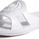 ONCAI Slides for Womens,Flat Dressy Square Toe Summer Beach Sandals for Woman with Comfortable Non-slip Rubber Soles Size 6-11 (10, Fashion White)