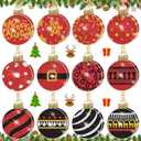 24 Pcs Diamond Art Christmas Ornaments Double Sided Christmas Balls Diamond Painting Xmas Ornaments DIY Red Black Gold Hanging Decorations for Adults Xmas Home Crafts Holiday Party Supplies
