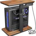 Height Adjustable Computer Tower Stand with Wheels and Charging Station,2-Tier PC Stand for Floor or Carpet,PC Holder Under Desk for ATX-Case,Office,Home,Gaming Room