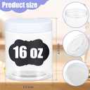 Plastic Jars with Lids, 16 oz Plastic Containers with Lids Clear Airtight Container Storage Jar Mason Jars for Dry Food Peanut Butter Honey Jam Cosmetics, Pack of 16 (16 PCS White Lids)