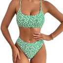 SweatyRocks Women's 2 Piece Bikini Set Ditsy Floral Print High Cut Bathing Suit Beachwear, Size M