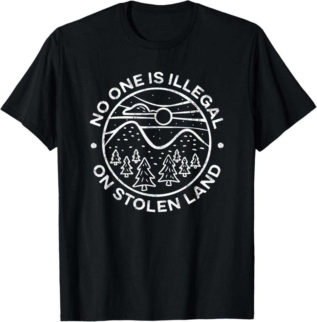 No One is Illegal on Stolen Land Native Tribe T-Shirt, Men, Black, M