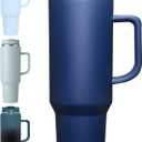 50 oz Tumbler with Handle, Insulated Tumblers with Lid and Straw, Large Metal Sports Water Bottle Jug, Thermal Stainless Steel Travel Coffee Mug Cup, Navy (50 Ounces, Classic Navy Blue)