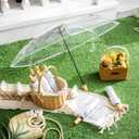 Sanwuta 48 Pcs Clear Umbrellas Bulk Wedding Transparent Folding Umbrella