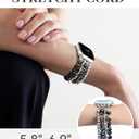 JR.DM Beaded Bracelet Bands Women Compatible with Apple Watch 38mm 40mm 41mm 42mm(S10/11) Stretch Handmade Dressy Crystal Strap Replacement for iWatch Series 11/10/9/8/7/6/5/4/3/2/1/SE, Black Silver