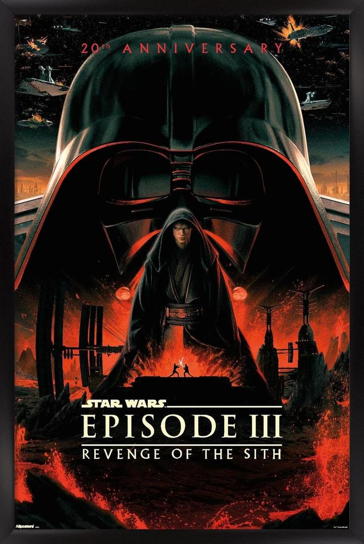 Star Wars: Revenge Of The Sith - 20th Anniversary Wall Poster, 34L" x 22.4W", Black Framed Version
