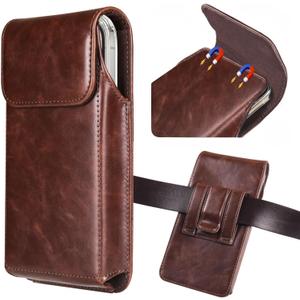 Cell Phone Holster for iPhone 16, 16e, 15, 15 Pro, 14, 14 Pro, 13, 13 Pro, 12, 12 Pro, 11 Pro, Galaxy S25, S24, S23, S22, Premium Leather Phone Pouch Holster for Men with Belt Clip, Coffee (Medium)