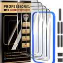 4 Pack for iPhone 14 Screen Protector, Military-Grade Shatterproof, 9H Hardness, Full Coverage Tempered Glass for iPhone 14-6.1 inch with Install Frame