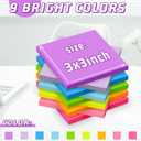 (36 Pack) Sticky Notes 3x3 in Post, 9 Bright Colors Self-Stick Note Pads it, Strong Adhesive, Easy to Post for Home, Office, Notebook
