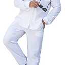 RPOVIG Linen Shirt Sets Outfits:Men's 2 Pieces Henley Shirts Long Sleeve Loose Yoga Pants Beach Clothing White XL