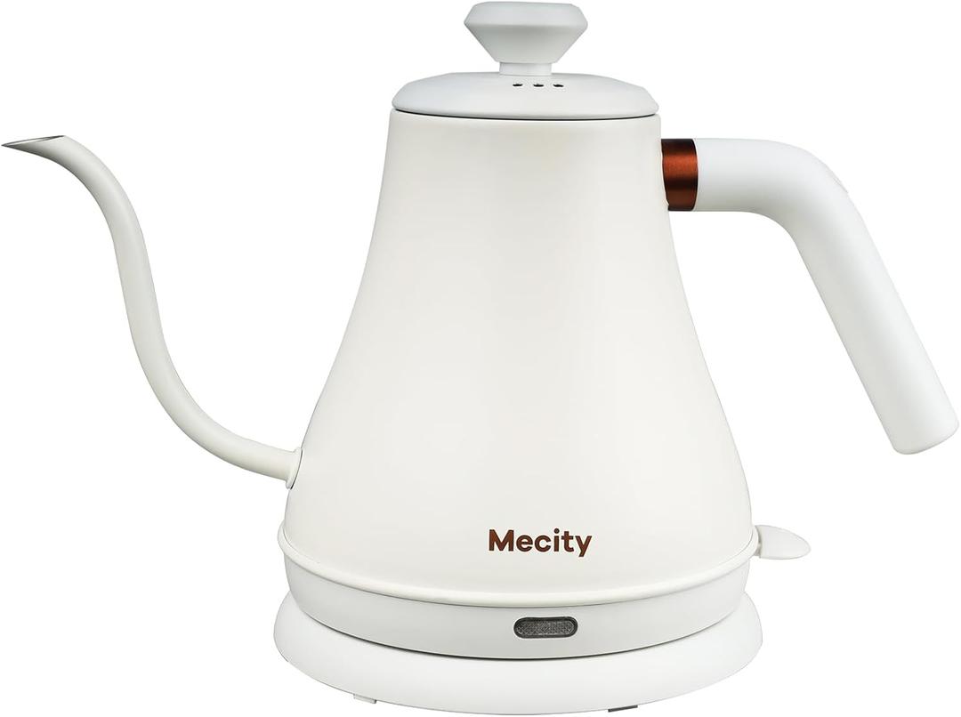 Mecity Electric Kettle Stainless Steel Gooseneck Water Kettle Water Boiler for Pour Over Coffee Fast Heating, Auto Shut Off, 27 fl oz, 1000W, Milk White Mecity Electric Kettle Stainless Steel Gooseneck Water Kettle Water Boiler for Pour Over Coffee Fast Heating, Auto Shut Off, 27 fl oz, 1000W, Milk White