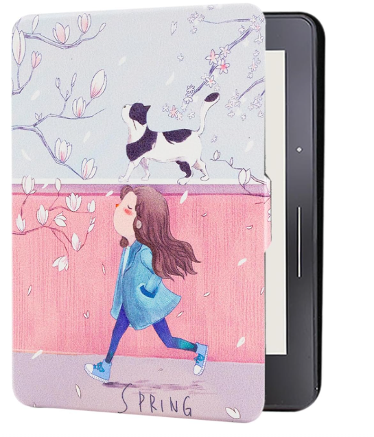 Smart Case Compatible with Kindle Voyage (Model NM460GZ, 2014 Released) - 6" Premium PU Leather Cover with Auto Sleep/Wake (Cartoon Girl, 6 inch)
