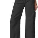 Flamingals Women’s Mid Waist Wide Straight Leg Jeans Casual Fashion Trendy Denim Crop Denim Pants Without Belt L