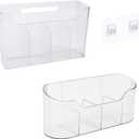 Mowhut 2 Pack Foil and Plastic Wrap Storage Rack, Adhesive Aluminum Foil Organizer for Cabinet Door and Pantry, Space-Saving Wrapping Paper Storage for Kitchen Cabinets, No Drilling, Clear