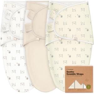 3-Pack Organic Baby Swaddle Sleep Sacks - Swaddles for Newborns, Infant 0-3 Months, Baby Girls, Boys, Soft & Snug Newborn Sleep Sack, Nursery Swaddling Blankets (Bumble Bear) (One Size)