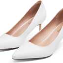 Elisabet Tang Kitten Heel Low Pumps 2.4 Inch Closed Pointed Toe Short Sexy Comfort Women Dressy Shoe at Work Office Date Prom Party Wedding Church White Size 8