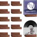 2.68 Inch 10 Pcs Vinyl Record Holder Wall Mount Floating Wooden Album Record Holder Wall Record Holder Vinyl Record Shelves Record for Displaying Daily LP CD Listening Vintage Home Decor (Brown)