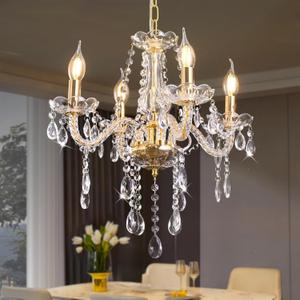 YYSHCHEN Small Gold Crystal Chandelier,Modern Mini Chandelier,Crystal Pendant Ceiling Lamp for Dining Room,Bedroom,Living Room,Wedding Decoration,Girls Room