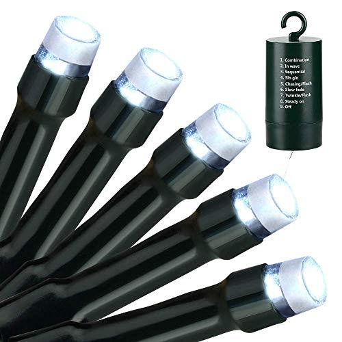 Joomer Battery Christmas Lights, 33ft 100LED Fairy Lights Battery Operated Timer 8 Modes Waterproof for Outdoor Home Garden Party Holiday Christmas Trees Decoration (White)