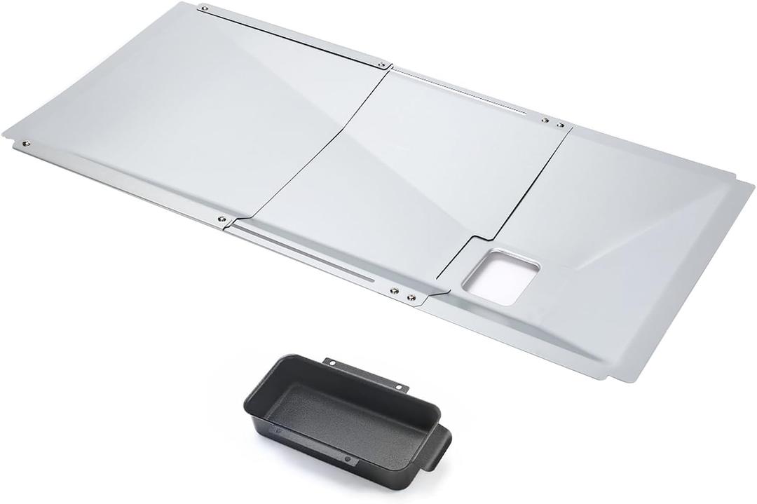Uniflasy Universal Grease Tray with Catch Pan fits Nexgrill, Charbroil, Dynaglo, Kenmore, BHG, Grill Master, Backyard, Uniflame, Expert Gas Grill, Adjustable Drip Pan for 3/4/5 Burner Gas Grill 23.6"to 31.6" (Two Sections Adjustment)