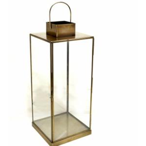 HD Designs Glass Lanter - Gold - 21in