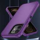 SunStory Compatible with iPhone 12/12 Pro Case with HD Screen Protector, 3-Layer Heavy Duty Full-Body Cover,3 in 1 Hybrid Protective Case for iPhone 12/12 Pro 6.1",Purple