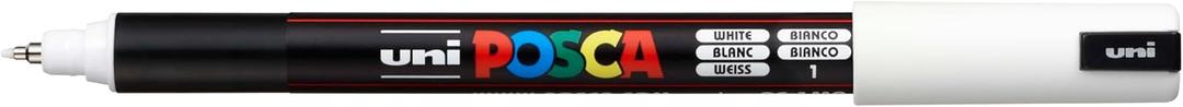posca Authentic Marker, 1 White Professional Grade Paint Marker with 1MR Extra Fine Tip