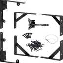 Gate Hardware Kit for Wood Fence, Corner Brace Bracket, Anti Sag Frame Hardware With Latch and Hinges for Wooden Fence Driveway, Black, MKZJ1115