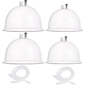 Meifuly Vacuum Therapy Machine Cups, 1800ml & 2100ml (8.4inch & 7.2inch Diameter) Vacuum Cupping Machine Accessories Cups with Y Hose, White 2 Pairs