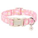 Pink Daisy Dog Collar,Unique Style Paws Dog Collar for Spring Summer,Soft Cotton Puppy Collars with Adjustable Buckle for Medium Gift for Puppy